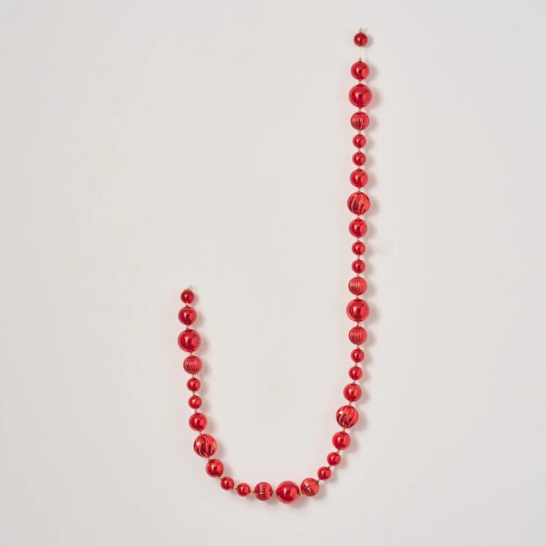 Red Mercury Ball Christmas Ornament Holiday Garland - 5 Foot