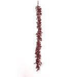 Alternate angle of the Waterproof Dark Burgundy Red Ridge Holiday Mantle Garland showing full length