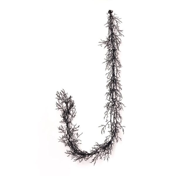 Black Glitter Twig Branch Halloween Fall Mantle Garland Table Runner - 5.5' - 5.5 Foot