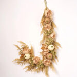 Pumpkin Meadow Beige Norfolk Pine, Peony, Green Hydrangea Fall Mantle Garland Thanksgiving Table Runner