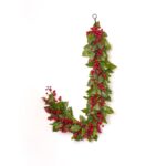 Alternate angle of the Real Touch Salal Leaf Holiday Christmas Garland Table showing full length