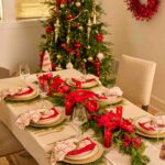 Real Touch Mixed Winter Greenery, Red Magnolia, Poinsettia Christmas Centerpiece Garland Table Runner