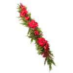 Close-up of greenery along the garland on this Real Touch Mixed Winter Greenery, Christmas Centerpiece