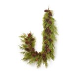 Lifelike Winter Cedar Greenery with Pinecone Holiday Christmas Garland Table Runner - 6 Foot 72
