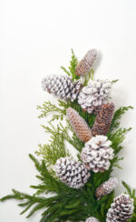 Alternate angle of the Deluxe Cypress and Norfolk Winter Holiday Christmas Garland showing full length