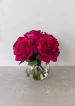 Alternate angle of the Real Touch Rose Arrangement - 7.75 inch showing full arrangement shape
