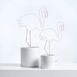 Retro Pink Flamingo Wire Form Faux or Live Planter Pot - 2 Sizes Available