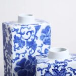Close-up of vase silhouette detail on this Blue and White Floral Chinoiserie Porcelain Decor Vase