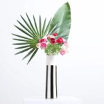 Black and White Striped Ceramic Taper Column Tori Vase - Large Vase