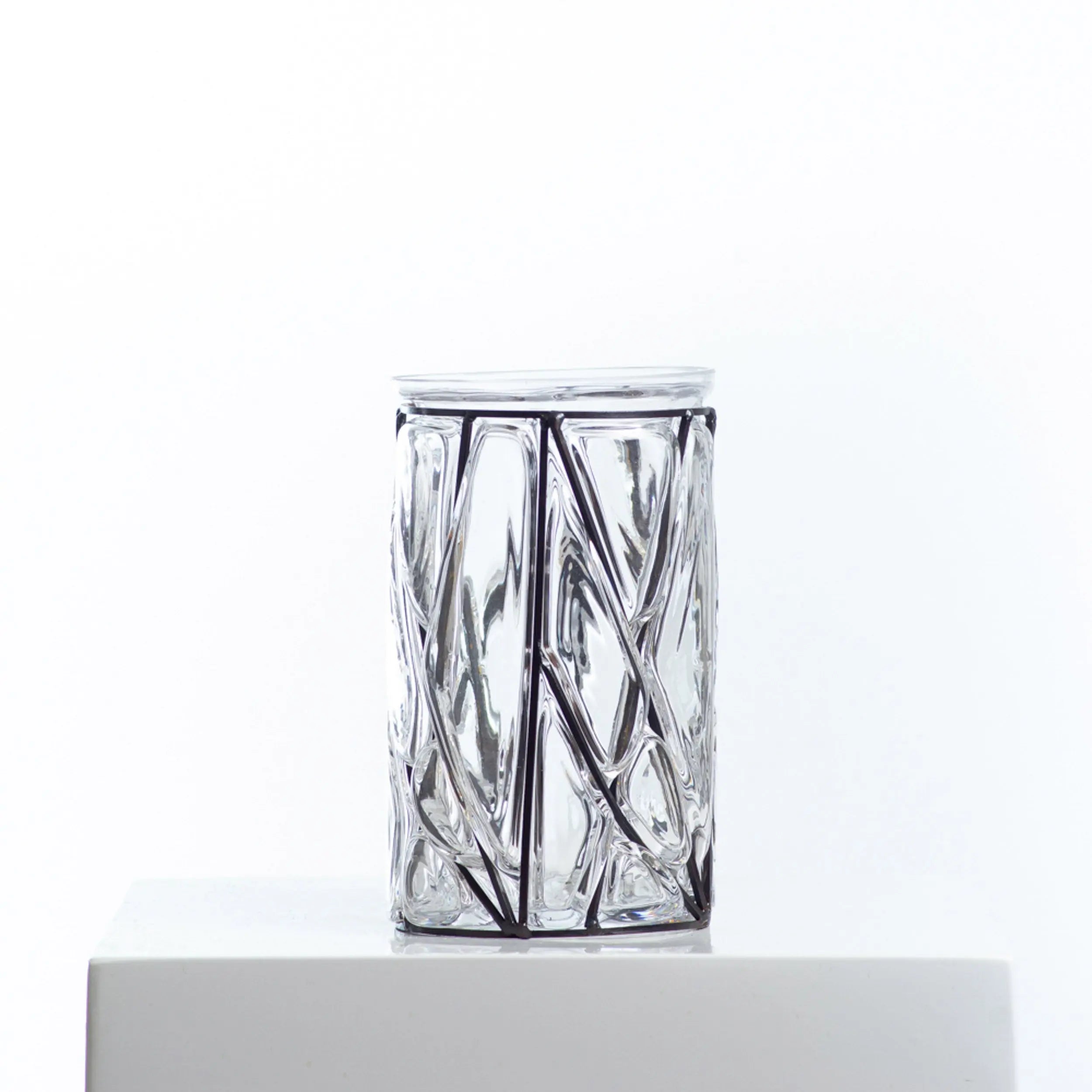 HMD1216GeometricMoldedGlassIndustrialStyleEverydayVase_2.jpg Geometric Molded Glass Industrial Style Farmhouse Everyday Vase - Default Title