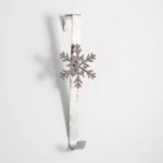 Farmhouse White Galvanized Metal Over Door Holiday Snowflake Christmas Wreath Hanger - Default Title