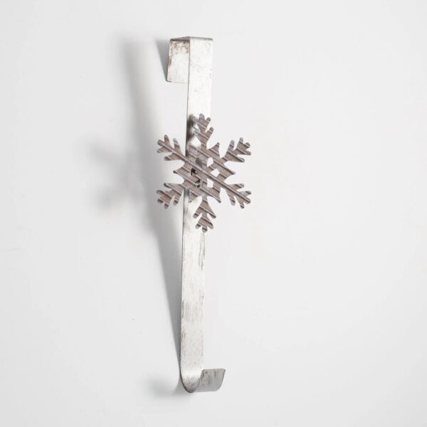 Farmhouse White Galvanized Metal Over Door Holiday Snowflake Christmas Wreath Hanger - Default Title