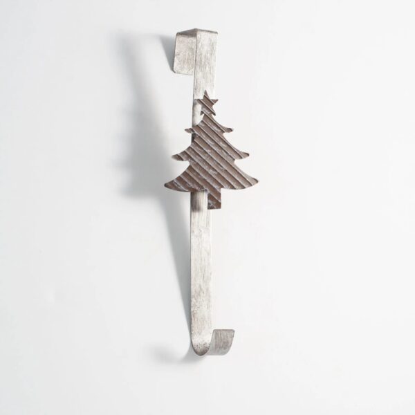 Farmhouse White Galvanized Metal Holiday Christmas Tree Wreath Hanger - Default Title