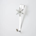 Silver Metal and Jewel Snowflake Over the Door Christmas Holiday Wreath Hanger