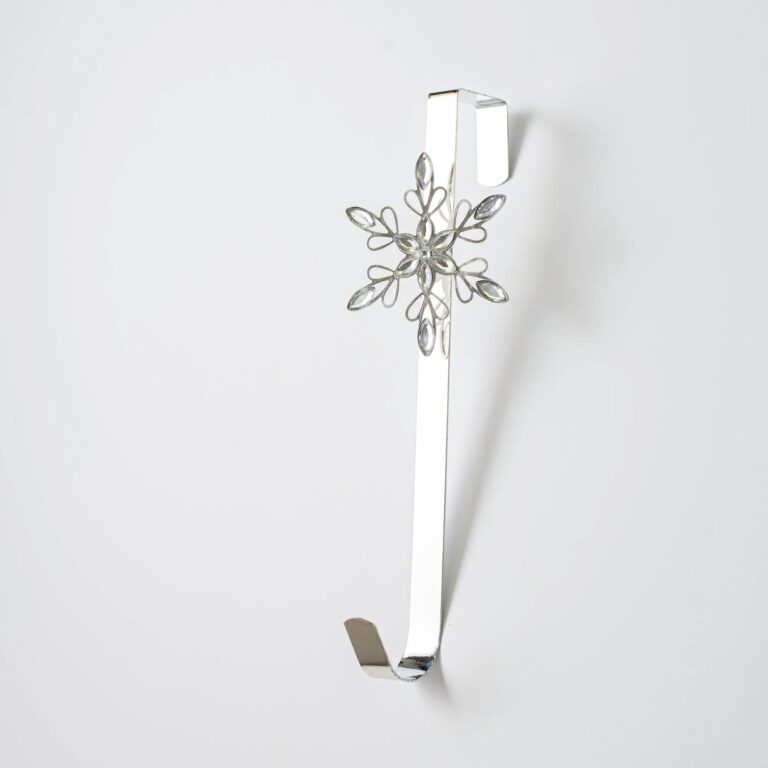 Silver Metal and Jewel Snowflake Over the Door Christmas Holiday Wreath Hanger