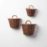 Close-up of leaf foliage texture on this Natural Woven Wicker Hanging Wall Wall Basket Planter