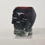 Handblown Glass Gothic Skull Vessel Halloween Tabletop Decor - Available in Black or White, home