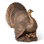 Close-up of craft detail close-up on this Large Bronzed Thanksgiving Turkey Centerpiece Fall Tabletop Decor