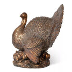 Alternate angle of the Large Bronzed Thanksgiving Turkey Centerpiece Fall Tabletop Decor showing material texture