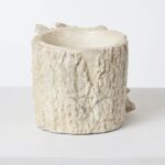 Alternate angle of the Cream Perched Bird and Flower Vessel Decorative Glitter showing full plant