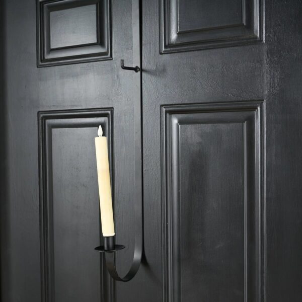 Black Metal Wreath and Taper Candle Holder Over the Door Hanger - 32 inch
