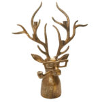 Large Bronzed Metal Frankie Stag Head Deer Antler Candelabra Candle Holder - Collection - Antique