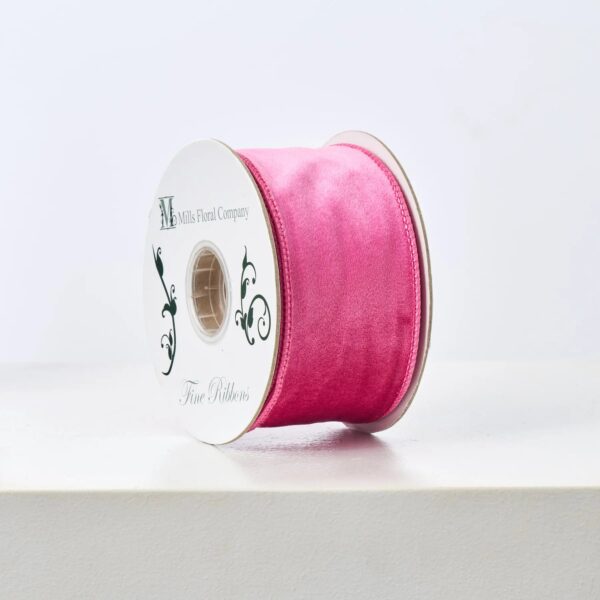 Pretty Pink Velvet 10 Yd. Wire - Lined Ribbon Spool