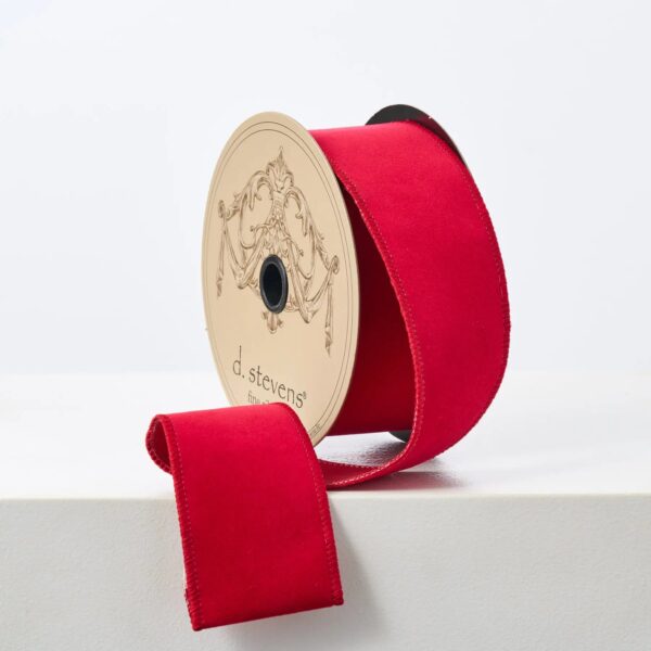 D. Stevens Christmas Red Taffeta 10 Yd. Wire - Lined Ribbon Spool - Christmas Red