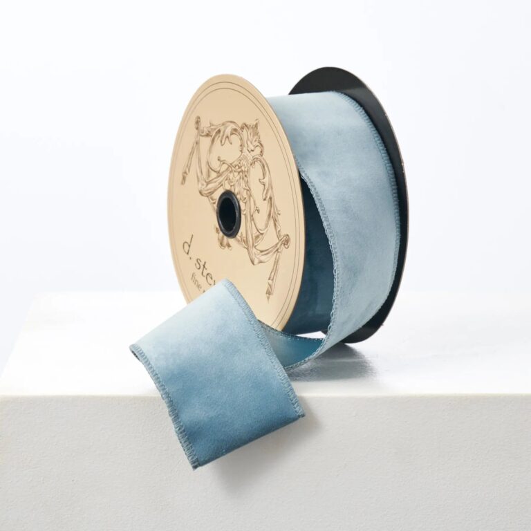 D. Stevens Soft Blue Taffeta 10 Yd. Wire - Lined Ribbon Spool - Soft Blue