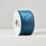 Deep Marine Blue Velvet 10 Yd. Wire - Lined Ribbon Spool - Deep Marine Blue