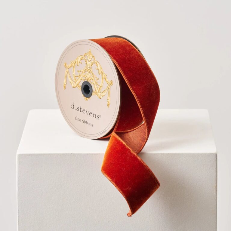 Bittersweet Burnt Orange Velvet 10 Yd. Wire - Lined Ribbon Spool - Bittersweet