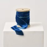Blue Raw Edge Frayed Velvet Ribbon - Available in Spool or 3yd Cut