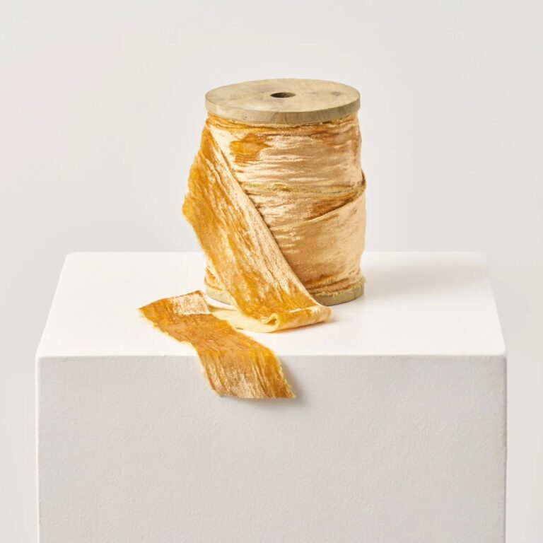 Golden Mustard Raw Edge Frayed Velvet Ribbon - Available in Spool or 3yd Cut