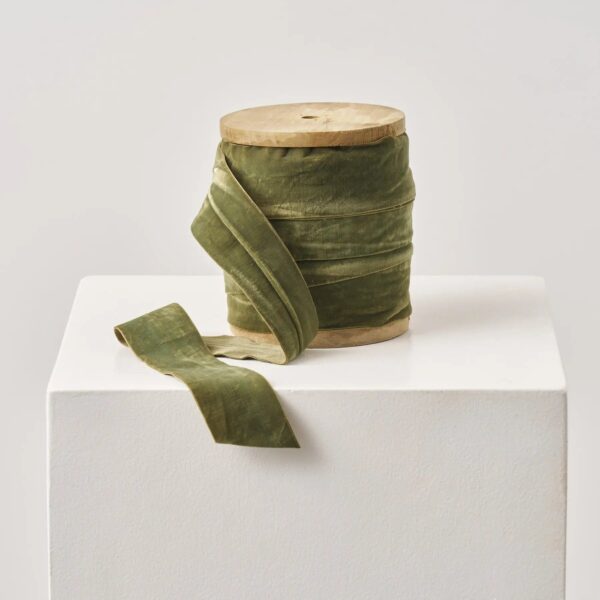 Olive Green Velvet Lux Ribbon - Available in Spool or 3yd Cut