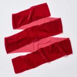 Close-up of blooms and berries on this Burgundy Red Raw Edge Frayed Wide Velvet Ribbon