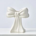 Gloss White Ceramic Bow Decorative Home Decor Vase - Glossy White
