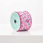 Pink and Purple Glittered Heart Leopard Print Valentine's Day Ribbon - 10 Yard Spool