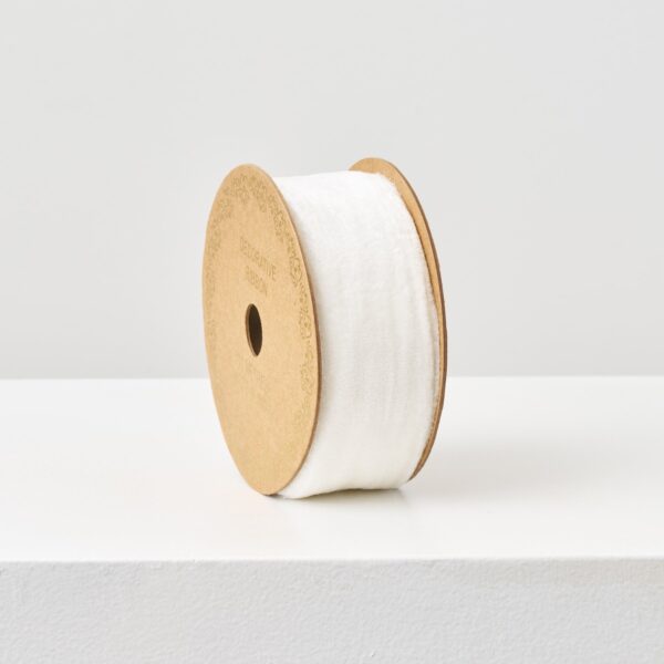 Winter White Velvet Raw Edge Ribbon - 10 Yard Spool