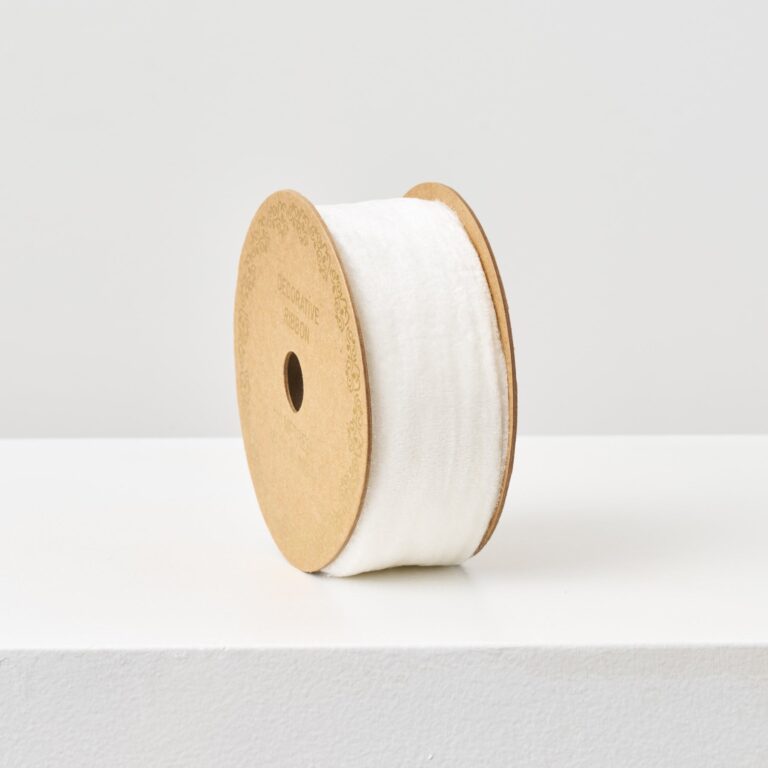 Winter White Velvet Raw Edge Ribbon - 10 Yard Spool