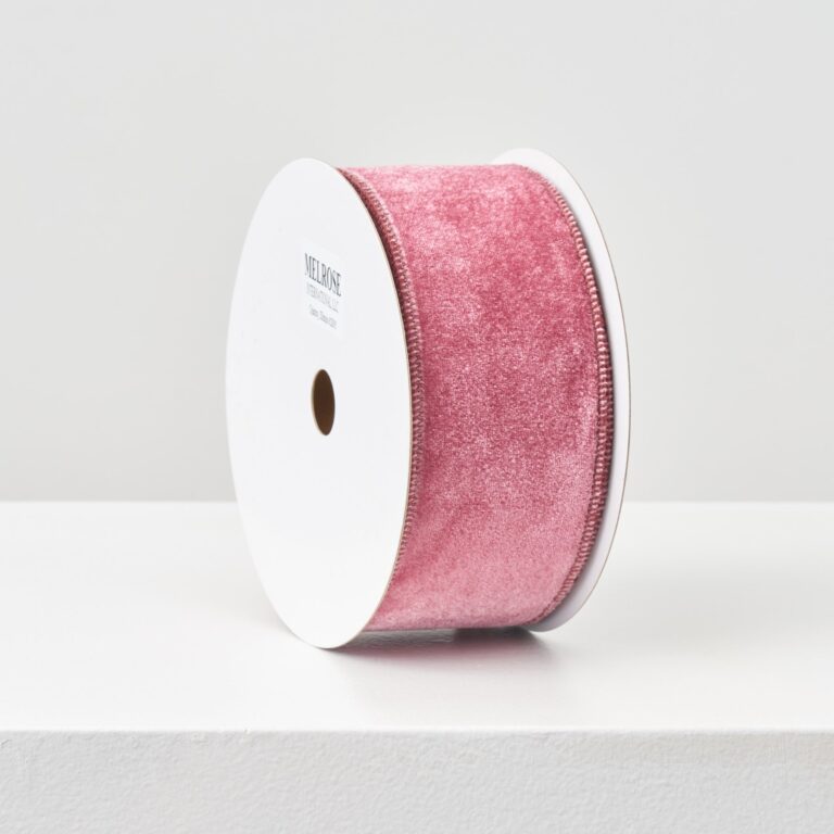 Mauve Pink Wire Lined Velvet Polyester Ribbon - 10 Yard Spool