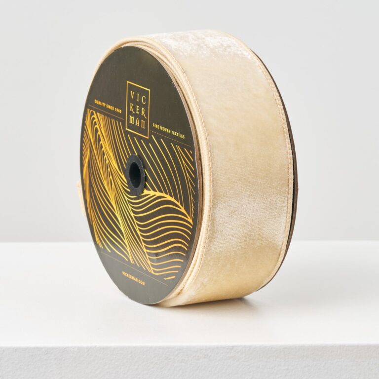 Ivory Velvet Wire Lined Ribbon - 10 Yard Spool