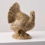 Small Bronzed Resin Thanksgiving Turkey Centerpiece Fall Tabletop Decor, home decor