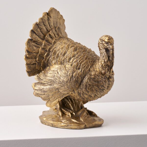 Small Bronzed Resin Thanksgiving Turkey Centerpiece Fall Tabletop Decor, home decor