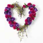 Purple and Magenta Ombre Rose Heart Shaped Valentine's Day Wreath