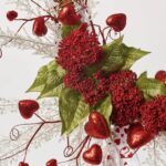 Close-up of blooms and berries on this Sparkling Love Affair - Red Valentines Day Wreath