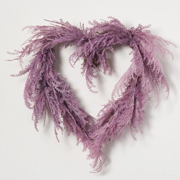 Close-up of blooms and berries on this Purple Plume Pampas Grass Heart Grass Heart Wreath