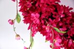 Alternate angle of the Pink Passion - Fuchsia Dahlia Day Heart Wreath showing wreath face