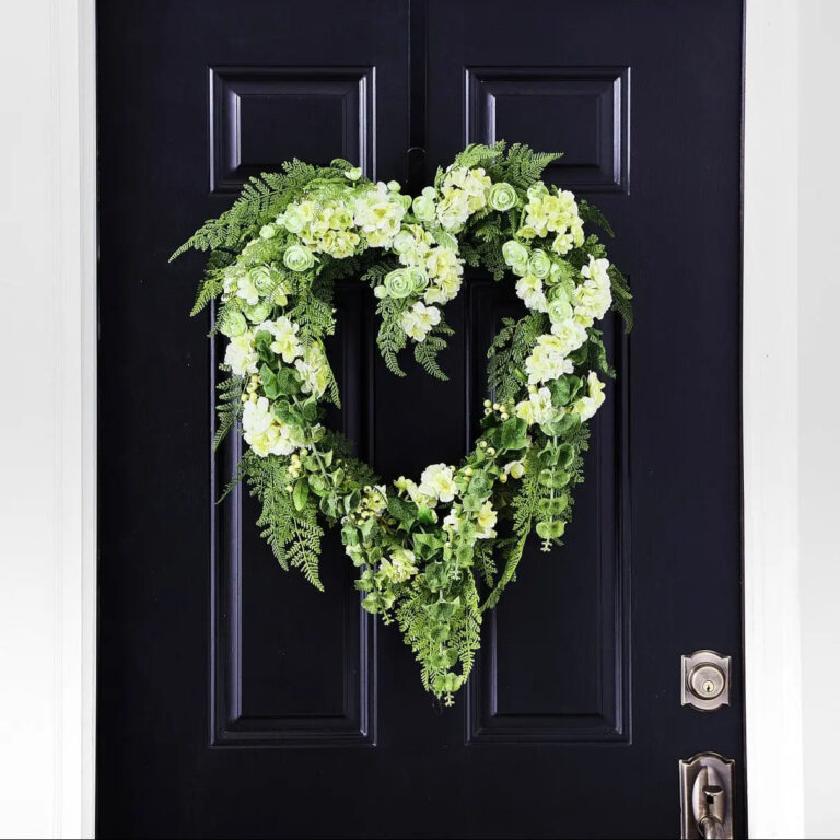 Lucky In Love - Bells of Ireland, Green Ranunculus, Day Heart Wreath - Green and