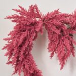 Close-up of blooms and berries on this Rose Pampas of the Heart Grass Heart Wreath