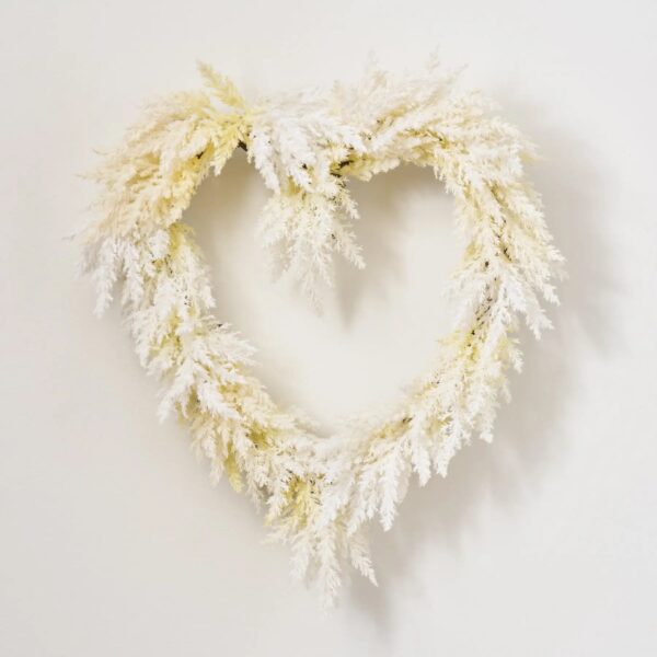 Ivory Pampas of the Heart - Ivory Pampas Grass Heart Wreath Everyday Valentine's Day Decor